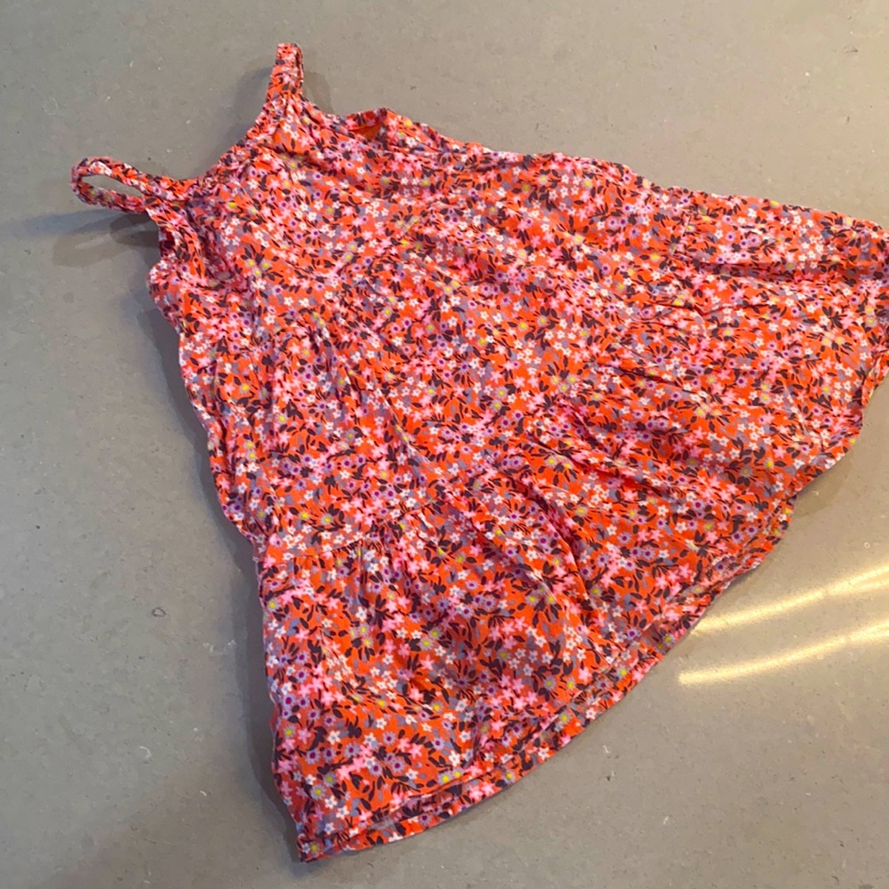 Coral tiered floral Baby Gap dress Sz 3